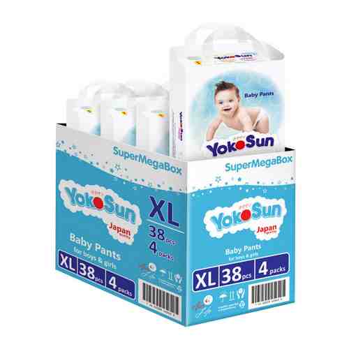 Подгузники-трусики YokoSun XL (12-20 кг, 4 упаковки по 38 штук) арт. 3492322