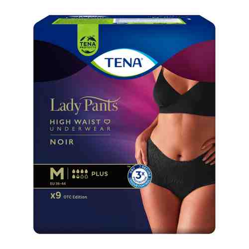 Подгузники-трусы для взрослых Tena Lady Pants Plus М (Noir) черные 9 штук арт. 3506273