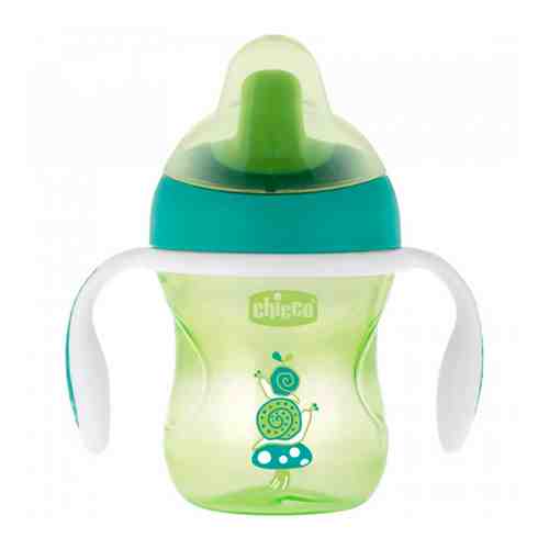 Поильник детский Chicco Training Cup с полужестким носиком от 6 месяцев зеленый 200 мл арт. 3356466