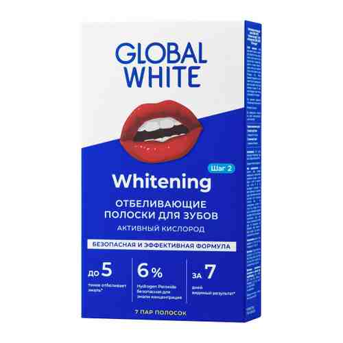 Полоски для отбеливания зубов Global White Teeth Whitening Strips 7 дней отбеливающие арт. 3359842