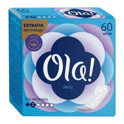 Прокладки ежедневные Ola! Daily Мягкая поверхность без аромата 2 капли 60 штук арт. 3354376