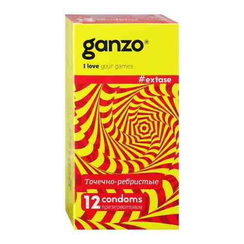 Презервативы Ganzo Extase точечно-ребристые 12 штук арт. 3471948