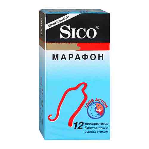 Презервативы Sico Марафон классические с бензокаиновой смазкой 12 штук арт. 3328065