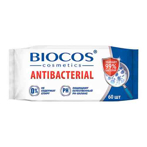 Влажные салфетки BioCos антибактериальные 60 штук арт. 3519669