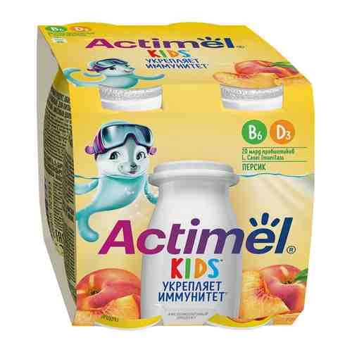 Напиток кисломолочный Actimel с персиком 2.5% 4 штуки по 100 г арт. 3520964