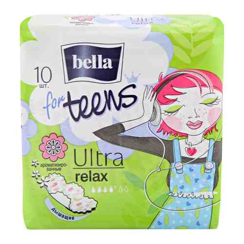 Прокладки впитывающие Bella for Teens Relax Deo с ароматом зеленого чая 4 капли 10 штук арт. 3368765