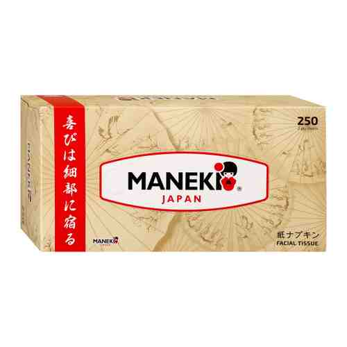 Салфетки бумажные Maneki Kabi белые 2-слойные 250 штук арт. 3421184