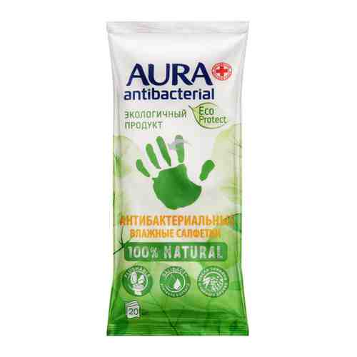 Влажные салфетки Aura Eco Protect Flushable антибактериальные pocket-pack 20 штук арт. 3469913