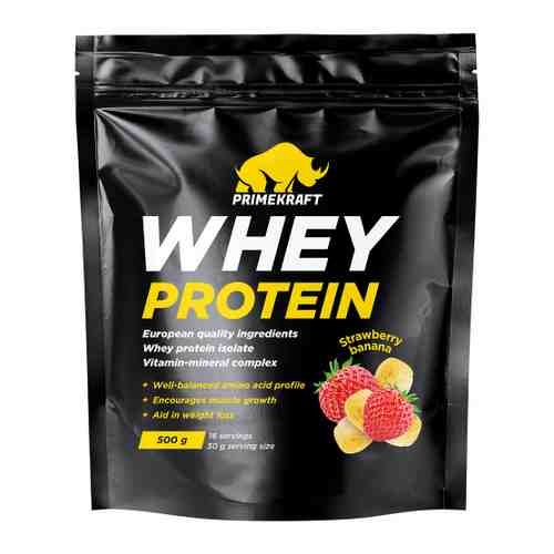 Протеин Prime Kraft Whey сывороточный со вкусом Клубника-банан 500 г арт. 3488096