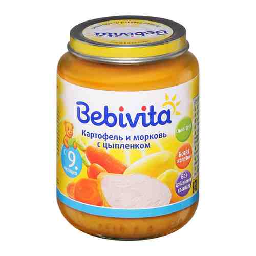 Пюре Bebivita картофель морковь цыпленок без сахара с 9 месяцев 190 г арт. 3375445