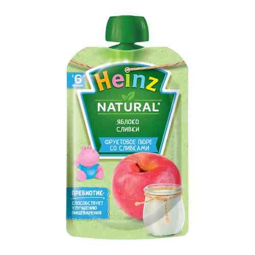Пюре Heinz Natural яблоко сливки сахар с 6 месяцев 90 г арт. 3383499