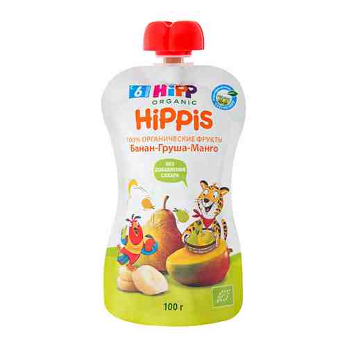 Пюре Hipp Organic Hippis банан груша манго без сахара с 6 месяцев 100 г арт. 3330477