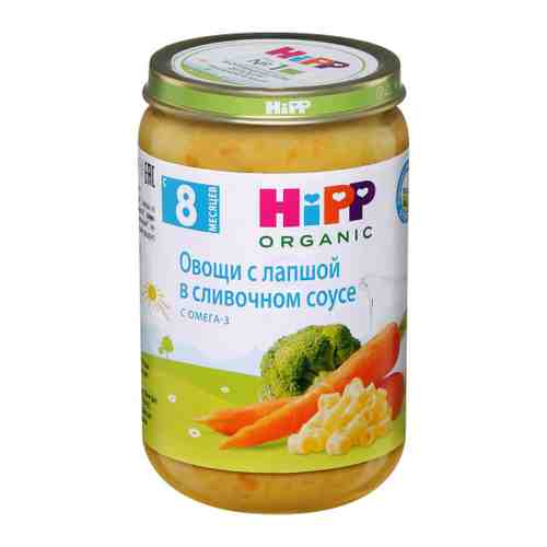 Пюре HiPP Organic овощное меню лапша в сливочном соусе с 8 месяцев 220 г арт. 3348063