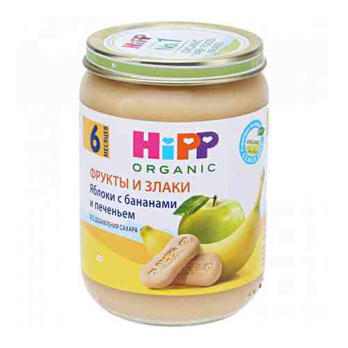 Пюре HiPP Органическое яблоки банан печенье с 6 месяцев 190 г арт. 3347937