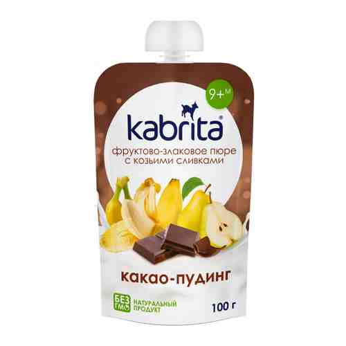 Пюре Kabrita фруктово-злаковое с козьими сливками Какао пудинг для детей с 9 месяцев 100 г арт. 3518691