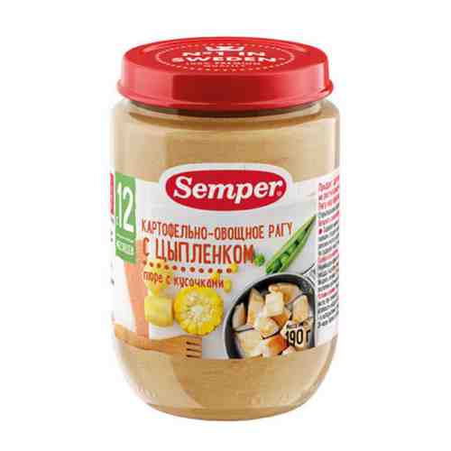 Пюре Semper картофельно-овощное рагу цыпленк без сахара с 12 месяцев 190 г арт. 3179455