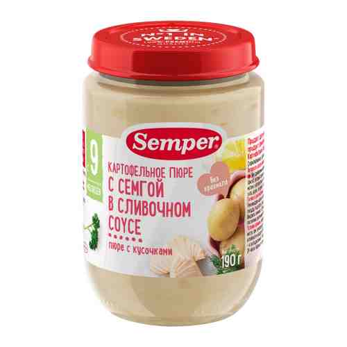 Пюре Semper картофельное семга в сливочном соусе без сахара с 12 месяцев 190 г арт. 3179481