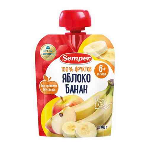Пюре Semper яблоко банан без сахара с 6 месяцев 90 г арт. 3312520