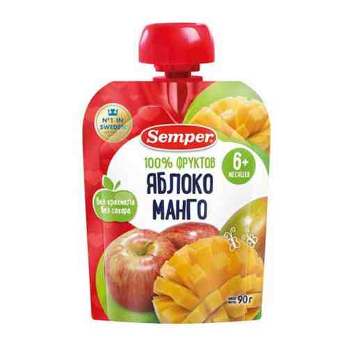 Пюре Semper яблоко манго без сахара с 6 месяцев 90 г арт. 3382950