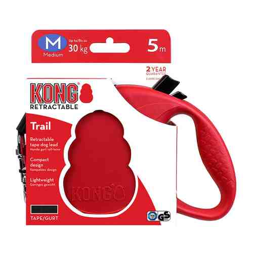 Рулетка-поводок KONG Trail красный M до 30 кг лента 5 м арт. 3483778