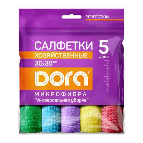 Салфетка для уборки Dora из микрофибры универсальная 30х30 см 5 штук арт. 3449402