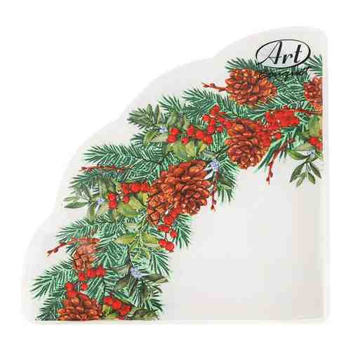 Салфетки бумажные Art Bouquet Rondo Новогодний венок-3 круглые 3 слоя 32 см 12 штук арт. 3506629