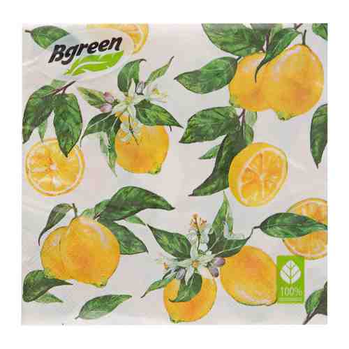Салфетки бумажные Bgreen Lemon new 3 слоя 33х33 см 20 штук арт. 3332952