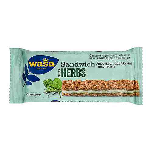 Сандвич из ржаных хлебцев Wasa Cheese Herbs с начинкой из сыра и пряных трав 30 г арт. 3398327