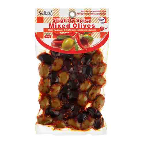 Оливки SIOURAS Spicy mixed olives Ассорти из пряных оливок с острым перцем 250 г арт. 3502912