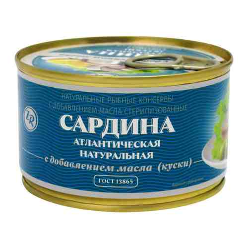 Сардина Золотистая Рыбка атлантическая натуральная с добавлением масла 240 г арт. 3485018