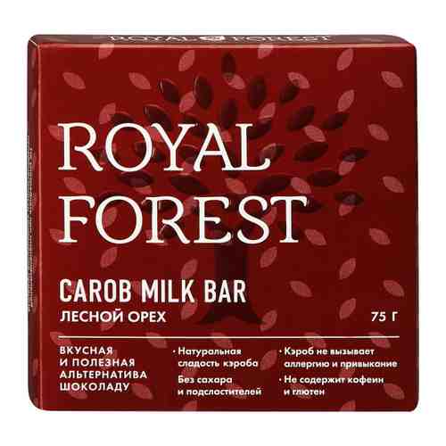Шоколад Royal Forest Carob Milk Bar Лесной орех 75 г арт. 3486949