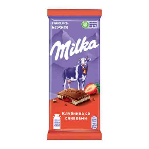 Шоколад Milka молочный с клубничной и сливочной начинкой 85 г арт. 3432906