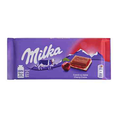Шоколад Milka молочный из альпийского молока с молочной начинкой со вкусом вишни 100 г арт. 3377348