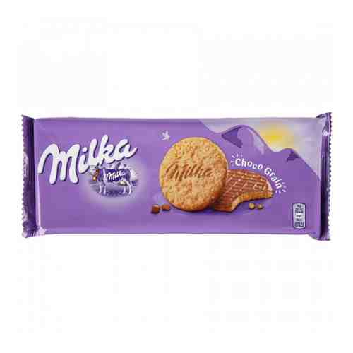 Печенье Milka с овсяными хлопьями из цельнозерновой пшеничной муки покрытое молочным шоколадом 126 г арт. 3377349
