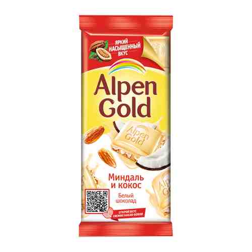Шоколад Alpen Gold белый с миндалем и кокосовой стружкой 85 г арт. 3402859