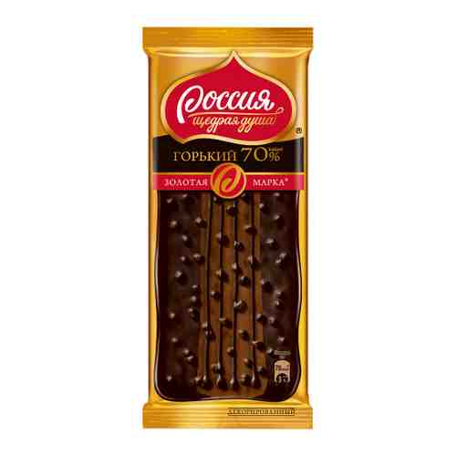 Шоколад Россия Щедрая душа Золотая Марка Дуэт горький с 70% содержанием какао декорированный 85 г арт. 3379487