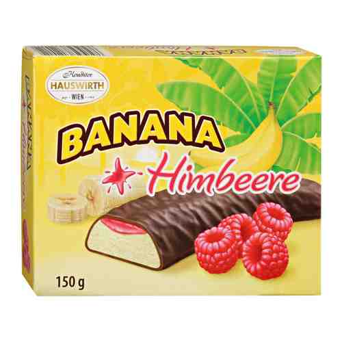Суфле Hauswirth Шокобананы банановое с малиновым джемом в темном шоколаде 150 г арт. 3405772