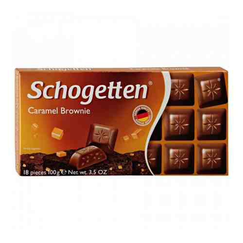 Шоколад Schogetten Caramel Brownie молочный с начинкой Шоколадный крем брауни с печеньем какао и карамелью 100 г арт. 3371494
