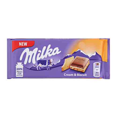 Шоколад Milka молочный с прослойкой нежного крема и печеньем 100 г арт. 3406194