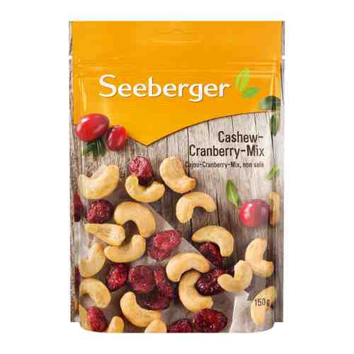 Смесь Seeberger Cashew cranberry mix обжаренных ядер кешью и мягкой клюквы с сахаром 150 г арт. 3459825