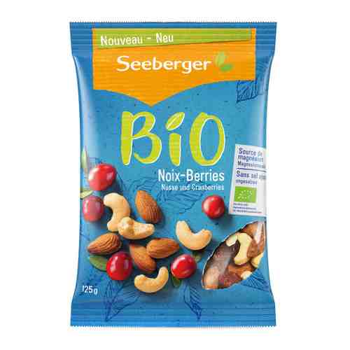 Смесь Seeberger Nuts and Cranberries BIO обжаренных ядер миндаля кешью и мягкой клюквы с сахаром 125 г арт. 3459835