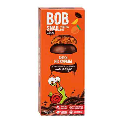 Снек Bob Snail Фруктовый хурма в молочном бельгийском шоколаде 30 г арт. 3495055