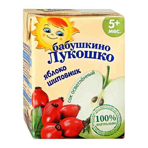 Сок Бабушкино Лукошко яблоко шиповник осветленный восстановленный без сахара с 5 месяцев 200 мл арт. 3312766