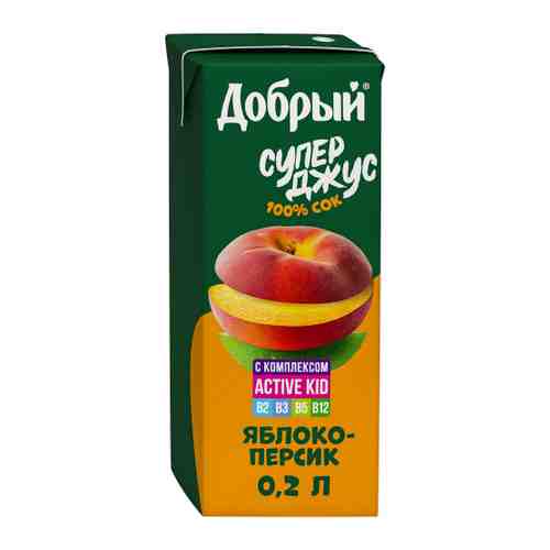 Сок Добрый Active kid яблоко персик обогащенный витаминным комплексом 200 мл арт. 3478015