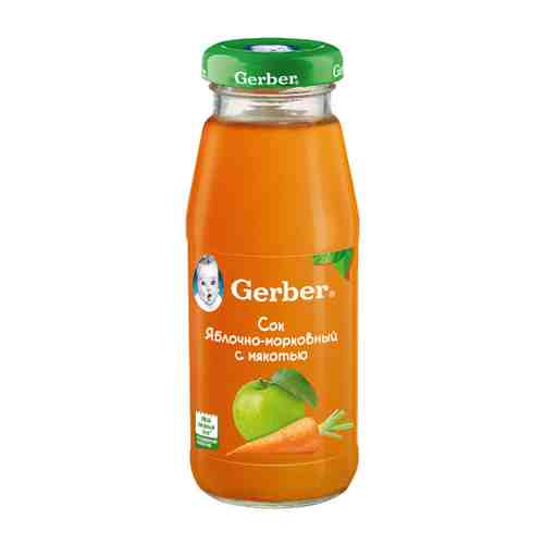 Сок Gerber яблоко морковь мякоть восстановленный без сахара с 5 месяцев 175 мл арт. 3073560
