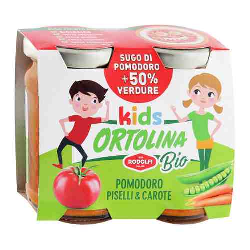 Соус Ortolina Kids томатный с зеленым горошком и морковью Bio 2 штуки по 100 г арт. 3380166
