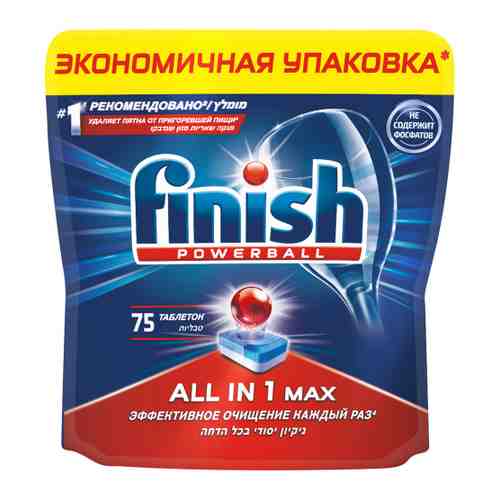 Средство для мытья посуды в посудомоечной машине Finish All in 1 Shine&Protect в таблетках 75 штук арт. 3407888