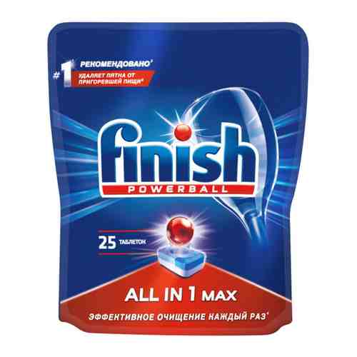 Средство для мытья посуды в посудомоечной машине Finish Powerball All in 1 Max в таблетках 25 штук арт. 3306220