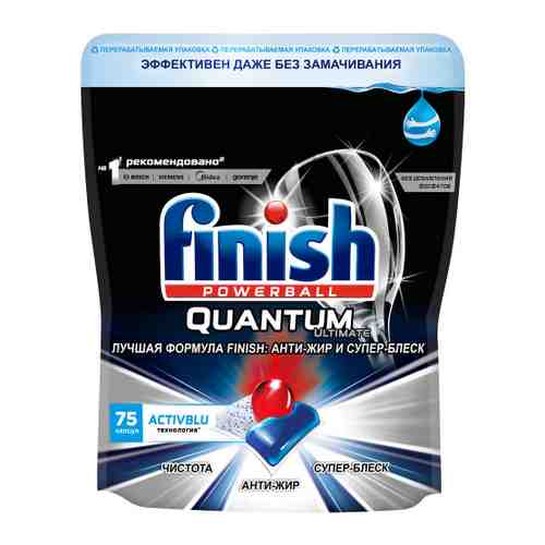 Средство для мытья посуды в посудомоечной машине Finish Quantum Ultimate бесфосфатные в капсулах 75 штук арт. 3519756