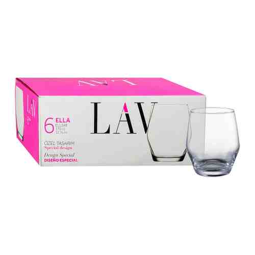 Стакан для напитков LAV Ella для виски без декора 370 мл 6 штук в подарочной упаковке арт. 3442958